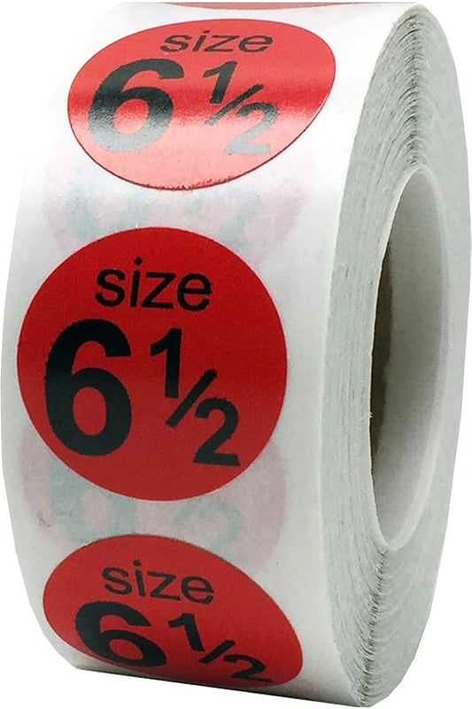Shoe Size 6 1/2 Red Stickers for Retail Clothing – 3/4 Inch Round, 500 Semi-Gloss Adhesive Labels Per Roll for Footwear Inventory, Organization, and Display – Made in The USA