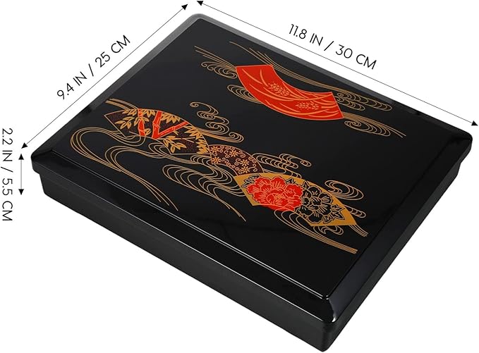 Cabilock Sushi Tray Japanese Odorless Lid Lunch Box for Meal Prep Reusable Sushi for School Office Travel Black