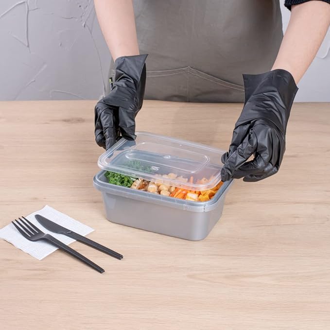Restaurantware Futura 34.5 Ounce Meal Prep Containers With Lids 100 Tamper-Evident To Go Containers - Microwavable Disposable Silver Plastic Food Containers With Lids For Take Out or Lunches
