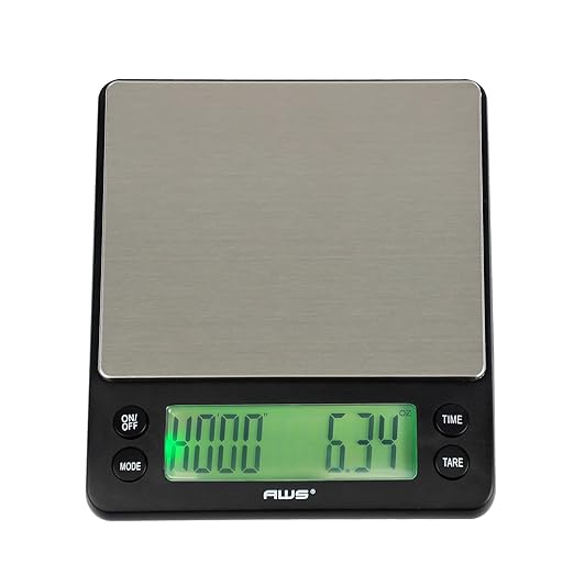 American Weigh Scales Barista SeriesMultifunctional Digital Kitchen Coffee Scale Bright Back-lit LCD3000 G x 0.1 G