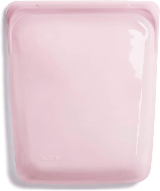 Stasher Platinum Silicone Food Grade Reusable Storage Bag, Rose Quartz (1/2 Gallon) | Reduce Single-Use Plastic | Cook, Store, Sous Vide, or Freeze | Leakproof, Dishwasher-Safe, Eco-friendly | 64 Oz