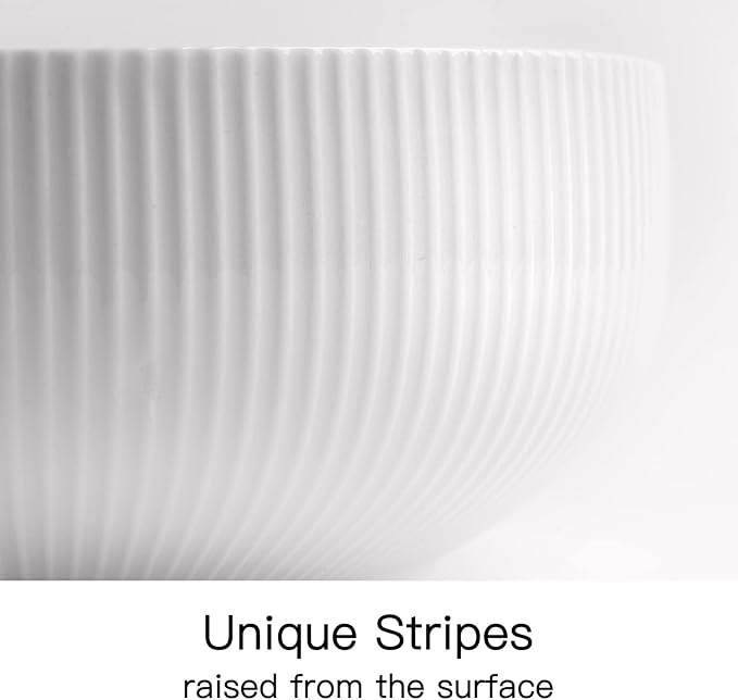 getstar Salad Bowl, 8 inch 60 oz Large Serving 2 Packs Ceramic Bowl Set, Microwave & Freezer Safe, Bowl Set of 2 For Fruit Soup Pasta Popcorn (White)
