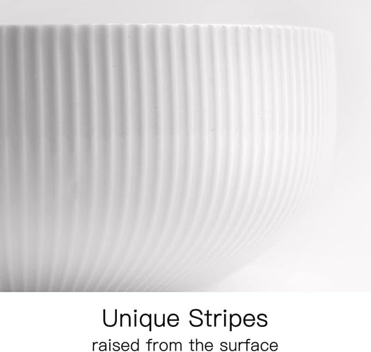 getstar Salad Bowl, 8 inch 60 oz Large Serving 2 Packs Ceramic Bowl Set, Microwave & Freezer Safe, Bowl Set of 2 For Fruit Soup Pasta Popcorn (White)