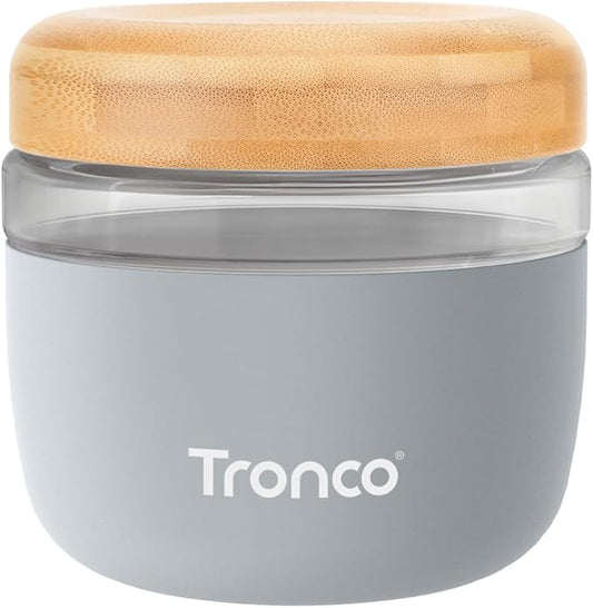Tronco 24 oz Glass Container with Bamboo Lids, Food Storage Bowls for Soup, Stew & Overnight Oats, 100% Leak & Spill Proof, Airtight, Microwave & Dishwasher Safe, BPA-Free