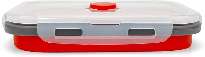 CARTINTS Set of 3 Collapsible Food Storage Containers with Lids, Collapsible Silicone Bowls, Silicone Lunch Containers, For Meal Prep, Camping, Travel, Microwave and Freezer Safe,500ml,Red