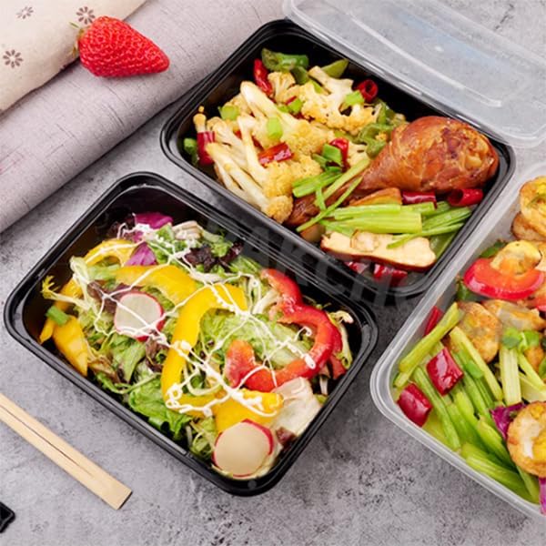 100 Pack 32oz Reusable Meal Prep Containers with Lids, 1 Compartment Plastic Food Prep Storage Containers, Microwave and Dishwasher Safe To Go Food Container for Take out Meal, Lunch