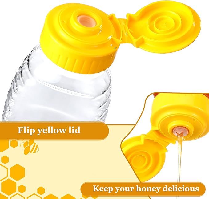 32 Pieces 5 oz Clear Plastic Honey Bottles Squeeze Honey Containers Jars Empty Refillable Honey Holder with Leak Proof Flip Lid for Storing and Dispensing Food Syrup Sauce