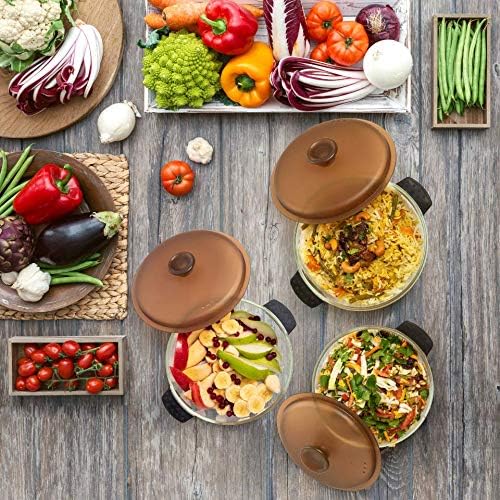Moss & Stone 3-Piece Glass Casserole With Covered, 2.6/1.5/1 Qt Durable Bakeware Set, Borosilicate Glass Bowls, Bakeware Dish Oven Safe, & Microwave Safe, Clear Glass Baking Dish