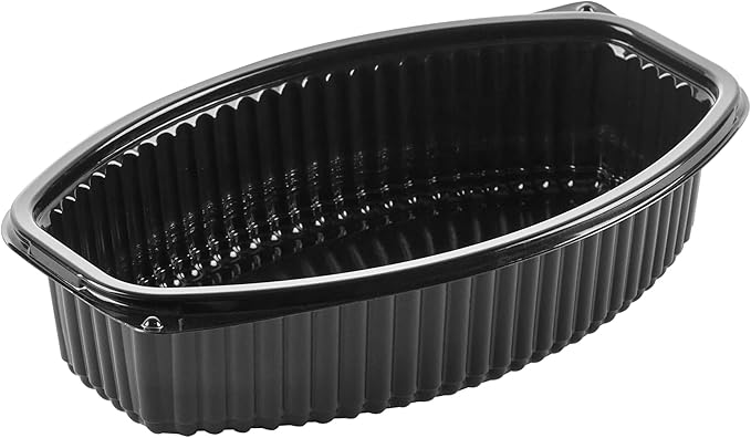 Restaurantware RW Base 32 Ounce Meal Prep Containers, 100 Microwavable To Go Containers With Lids - Disposable, Freezable, Black Plastic Oval Food Containers, Pack Hot And Cold Food, For Takeaway