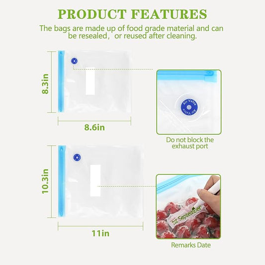 Vacuum Sealer Bags for Food - Matched Food Storage Bags compatible with Our Vacuum Sealer Machine for Food Preservation & Fresh (Two Sizes 14PCS)