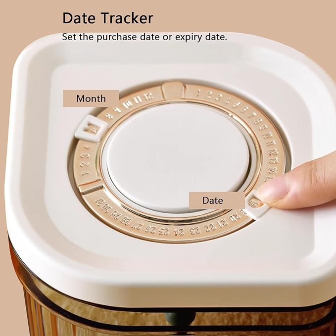 Pop Top Containers with Airtight Date Tracker Lid Small Food Storage Container Sealed Dispenser with Spoon Pantry Storage for Suger, Spices, Dried herbs, Coffee, Tea, Candy, 0.8L / 27oz
