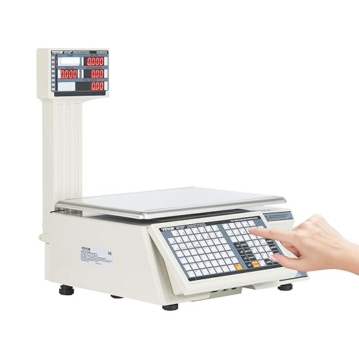 VEVOR Electronic Price Computing Scale, 66 LB Digital Deli Weight Scales, LCD & LED Digital Commercial Food Fruit Meat Produce Counting Weight, for Retail Store, Kitchen, Restaurant Market, and Farmer