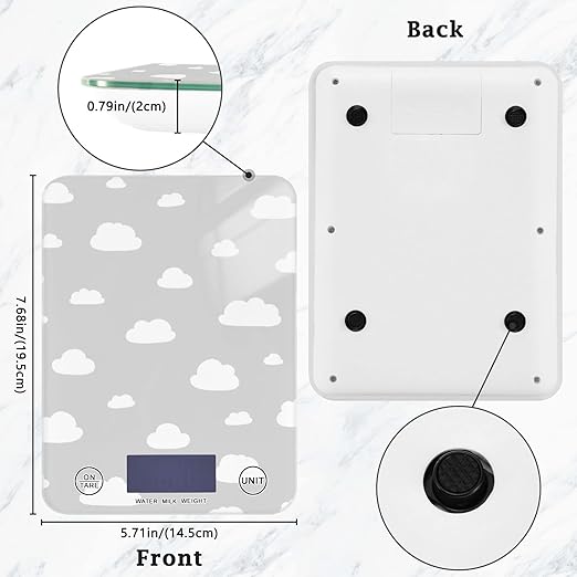 Food Scale Kitchen Digital Scale Food Ounces and Grams Dieting Baking Cooking Waterproof Glass Panels LCD Display,4 Units Scale Tare Function Could