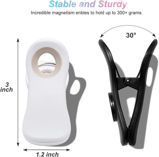 All Purpose Magnetic Clips - Chip & Bag Clips, Refrigerator Magnets for Bread, Snack & Food Bags (Pack of 10, Black & White Colors)
