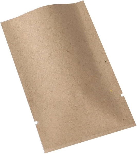 QQ Studio 100 PCS Metallic Mylar Foil Open Top Sealable Bags (6x9cm (2.3x3.5"), 100x Kraft)