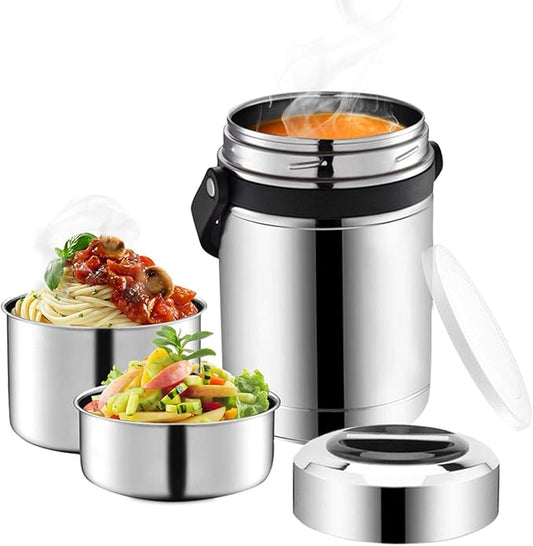 Soup Thermos for Adults, 3 Layered 61oz Food Thermos Jar for Hot Food, Large Wide Mouth Vacuum Insulated Stainless Steel Thermal Lunch Box Container Flask, Men Bento Box for Work Office Travel