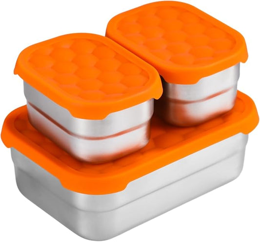 3 PCS Bento Boxes,Stainless Steel Lunch Boxes, Food Storage Containers, Portable Metal Lunch Containers, Reusable Dishwasher Safe Lunch Snack Boxes (2PCS 230ml + 1PCS 720ml)