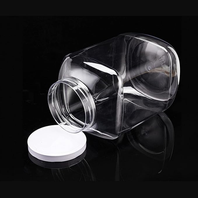 ZOOFOX 2 Pack Clear Plastic Jars, 1.5 Gallon Square Storage Containers with Screw-On Lids, Refillable Empty Jars for Kitchen & Household Storage of Dry Goods, Peanut, Candy, Airtight