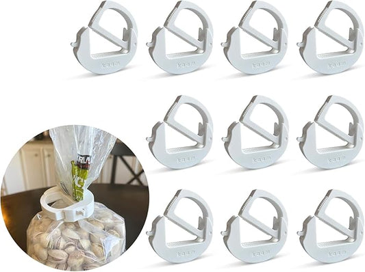 Bag Clip, chip Clip, Food Clip, Bread Clip | Heavy Duty, Adjustable, one Size fits All, Stackable, Magnetic, Fridge & Freezer Safe, Hook-able,Built to Last, Ergonomic(Fluffly Cloud, 10 Pack)