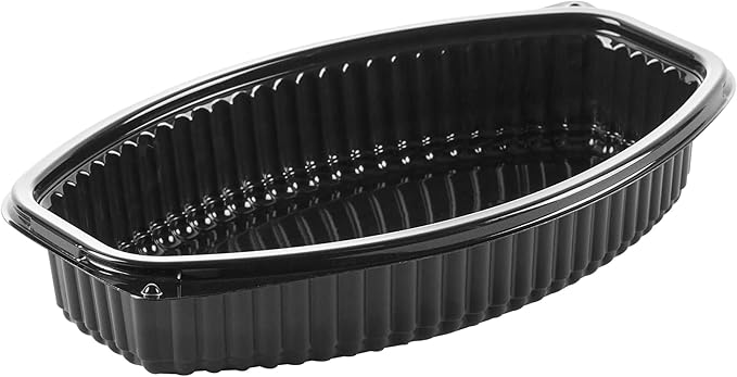 Restaurantware RW Base 24 Ounce Meal Prep Containers, 100 Microwavable To Go Containers With Lids - Disposable, Freezable, Black Plastic Oval Food Containers, Pack Hot And Cold Food, For Takeaway
