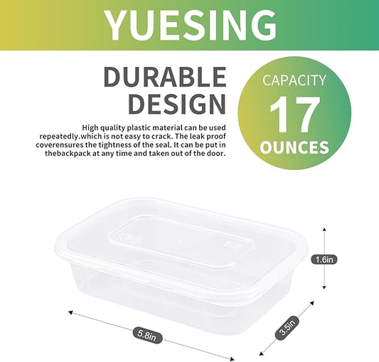 50 Pack 17oz Deli Containers with Lids Freezer Food Storage Containers Lunch Salad Container Plastic Container with Lids Meal Prep Container Reusable Sets BPA Free Bento Box Dishwasher