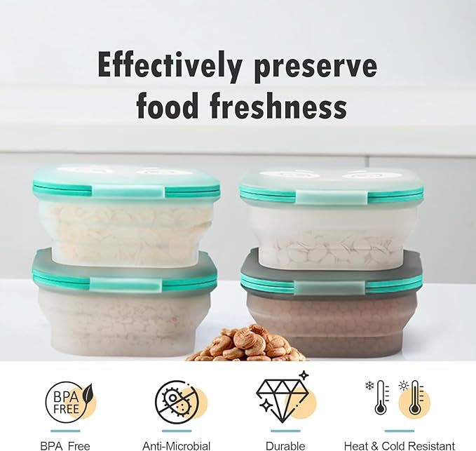 Magnetic Storage Box,Silicone Food Storage Container,Bread Box for Kitchen Countertop Collapsible Food Storage Containers,Food Storage Containers With Lids，Keeps Fruits and Fresh food Longer