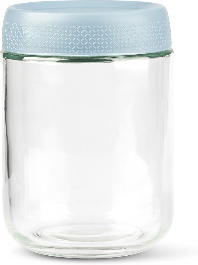 C&O ESSENTIALS 16 oz Glass Mason Jars with Airtight Lids - Wide Mouth Canning Jars for Food Storage, Meal Prep, Overnight Oats, Preserving, Pickling (6-Pack) (Blue)
