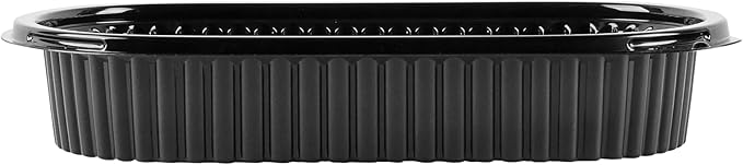 Restaurantware RW Base 25 Ounce Meal Prep Containers, 100 Microwavable To Go Containers With Lids - Disposable, Freezable, Black Plastic Oval Food Containers, Pack Hot And Cold Food, For Takeaway