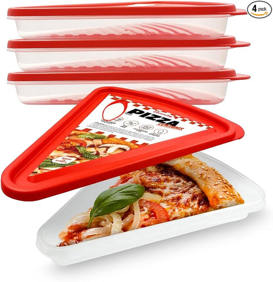 Pizza Slice Container, Tray and Saver, BPA Free 4 Pack No more soggy pizza! Keep it fresh and crispy with our airtight pizza storage container