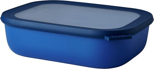 Mepal - Cirqula Rectangular Multi Bowl - Plastic Containers with Lid - Suitable as Airtight Container for Fridge, Microwave, Serving Freezer - Kitchen Bowls - 2000ml - Vivid Blue