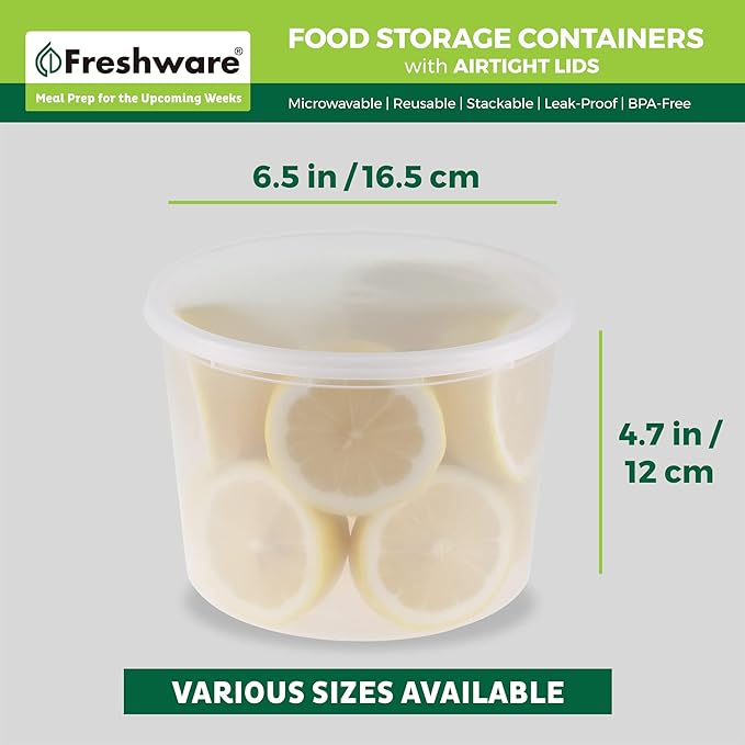 Freshware Plastic Deli Containers 32 oz, 64 ounce, 64 oz, 12-Set