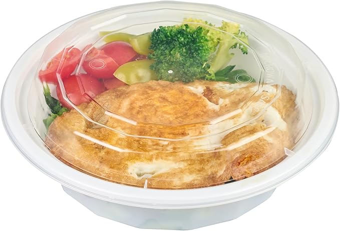 Restaurantware Asporto 16 Ounce To Go Boxes 100 Microwavable Take Out Food Containers - Clear Plastic Lids Included Do Not Contain BPA White Plastic Catering Food Containers Disposable Round