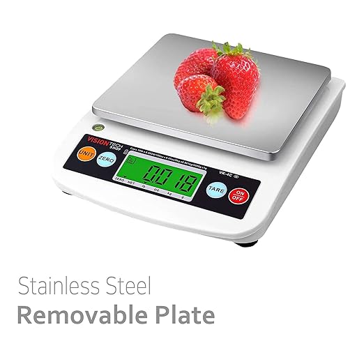 VisionTechShop VK-4C 0.1g Premium Food Kitchen Scale, Lb/Oz/Kg/g Switchable, Stainless Steel Plate Food Scale, LCD Display with Backlight, 10lb Max Capacity, 0.001lb Readability