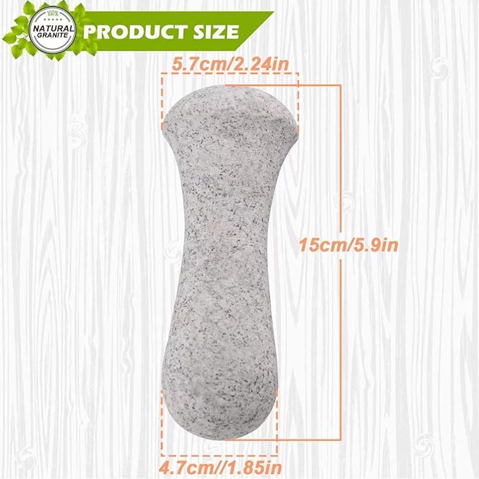 Tianman Granite Replacement Pestle 5.9" Length Unpolished, Only Pestle,Use Pestle on Both Ends (Mortar Not Included) (Granite Unpolished)