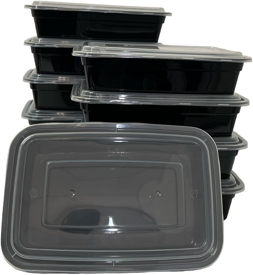 Meal Prep Containers with Lids - 32 OZ | 10 Pack | [Meal Prep, Soup, Salad, Candy, Stackable, BPA-Free, Leak Resistant, Reusable, Dishwasher Safe, Microwave Safe, Freezer Safe]