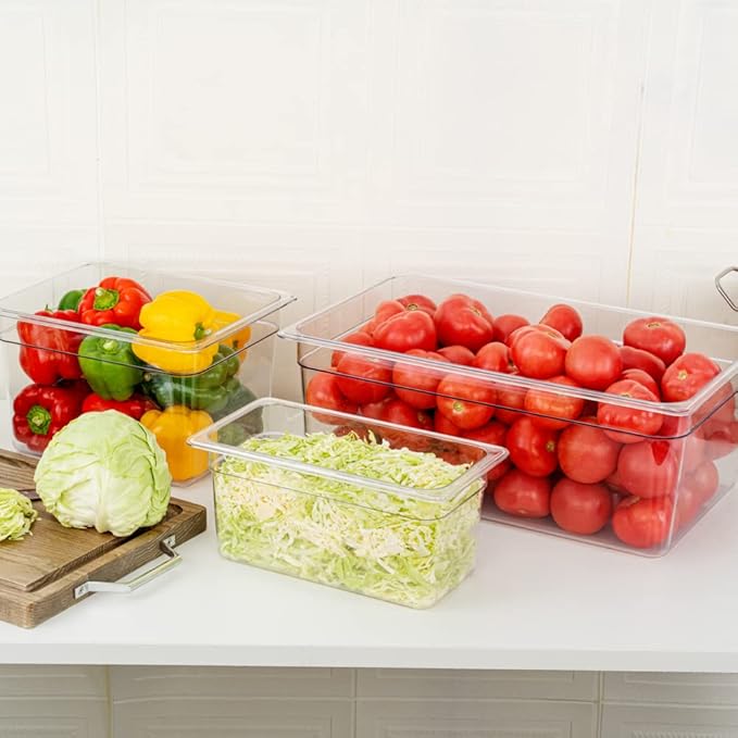 Restaurantware Met Lux 1/3 Size Food Storage Container 1 6 Inch Deep Proofing Box - Rectangle Graduated Measurements Clear Plastic Food Grade Storage Container Dishwashable Lids Sold Separately