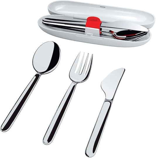 Alessi SA04S3 G Food à porter Travel cutlery set. Case in thermoplastic resin, grey