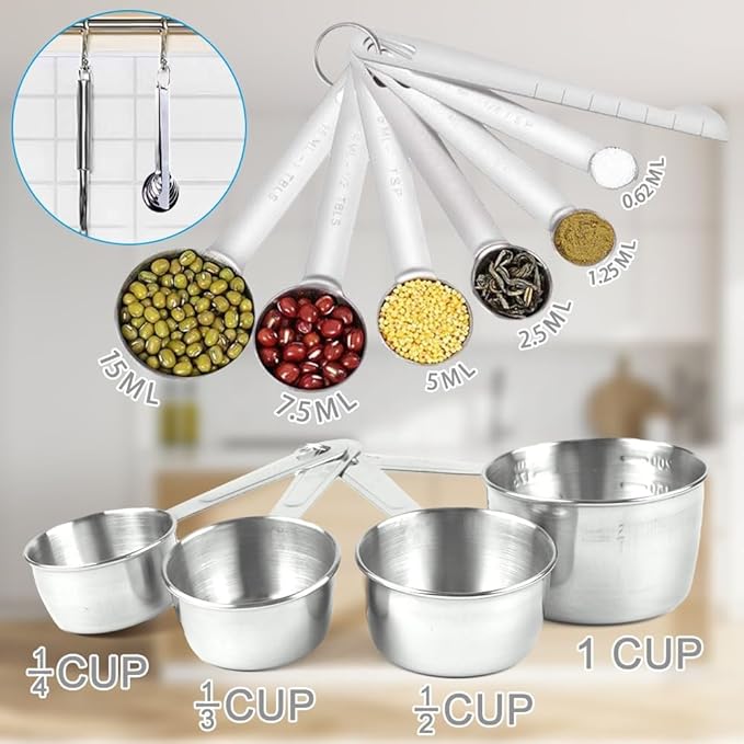 5-Speed Electric Hand Mixer, 4 Large Mixing Bowls Set, Handheld Mixers with Whisks Beater, Stainless Steel Metal Nesting Bowl Measuring Cups Spoons Kitchen Cake Blender for Baking Supplies