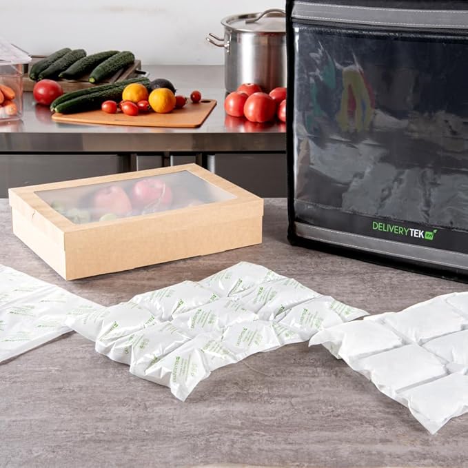 Restaurantware Delivery Tek 15.4 x 11.4 Inch Ice Sheets 10 Durable Cold Packs - Easy-To-Use Design Leakproof Plastic Shipping Ice Packs Reusable For Frozen Meat Vegetables or Beverages