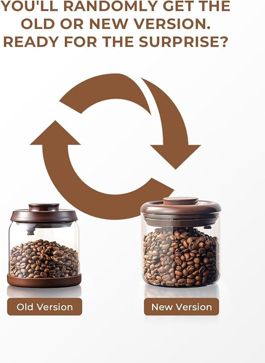 Borosilicate Glass Coffee Jar 600 ml – Pop Top Airtight Coffee Canister with CO2-Release Valve, 7 Oz Coffee Container for Ground Coffee, Brown