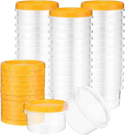 Sieral 36 Pack 8 oz/ 250 ml Freezer Containers with Lids Plastic Twist Top Deli Jars Reusable Freezer Storage Containers for Food Round Wide Mouth Lunch Snacks(Yellow)