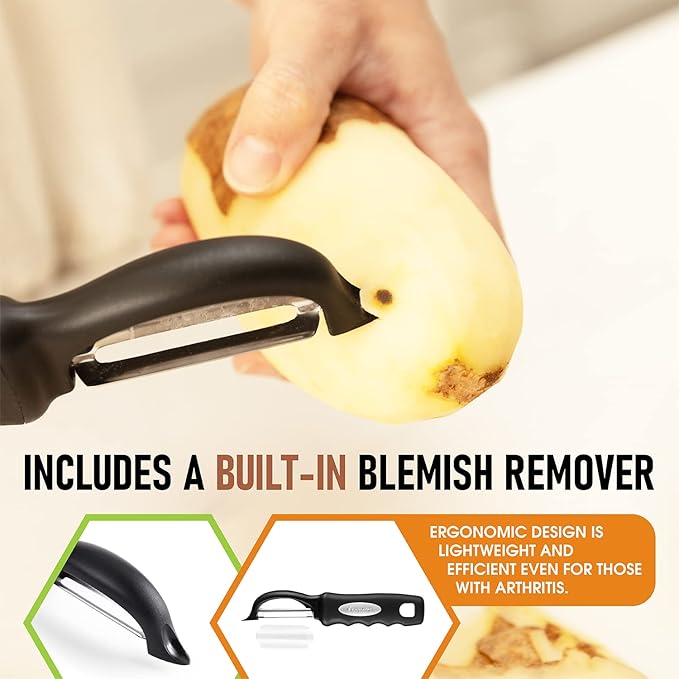 Spring Chef Premium Swivel Vegetable Peeler & Stainless Steel Magnetic Measuring Cups, Set of 7-2 Product Bundle - Black