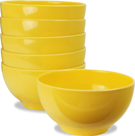 Calypso Basics by Reston Lloyd Melamine Bowl, Set of 6, Lemon Yellow