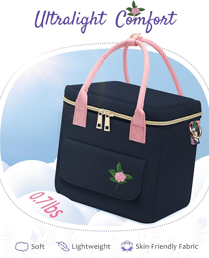 Small Insulated Lunch Bag Box Women - Leakproof Water-Repellent Lightweight Cooler with Removable Strap for Work Picnic - Teacher Mothers Day Christmas Birthday Gifts