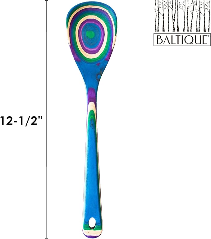 Totally Bamboo Baltique Mumbai Collection 12-1/2" Wooden Cooking Spoon, Safe for Nonstick