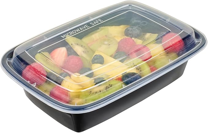 Asporto 38 Ounce Take Out Containers, 100 Food Containers With Lids - Microwavable, Disposable, Black Plastic To Go Food Containers, No BPA, For Take Out And Delivery - Restaurantware