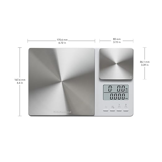 KitchenAid KQ909 Dual Platform Digital Kitchen and Food Scale, 11 pound capacity and Precision 16oz capacity, White with Stainless Steel