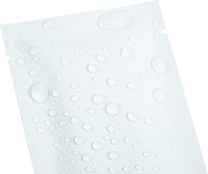 QQ Studio 100 PCS Metallic Mylar Foil Open Top Sealable Bags (8x12cm(3.1x4.7"), 100x White)