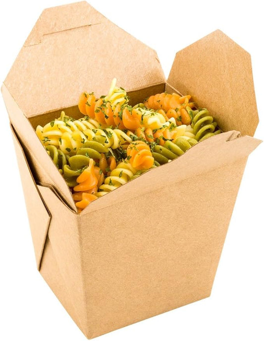 Restaurantware Bio Tek 4 x 3.5 x 4 Inch Food Containers 200 Durable Noodle Boxes - Disposable Sustainable Kraft Paper 26-Ounce Takeout Boxes Square For Takeouts And Delivery Or Picnics