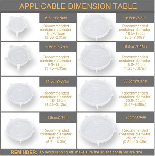 4 Pack Same Size Silicone Stretch Lids, Thicker Reusable Sturdy Silicone Container Cover, Expandable Food Storage Covers, Dishwasher and Freezer Safe, 3.75in(9.5cm)